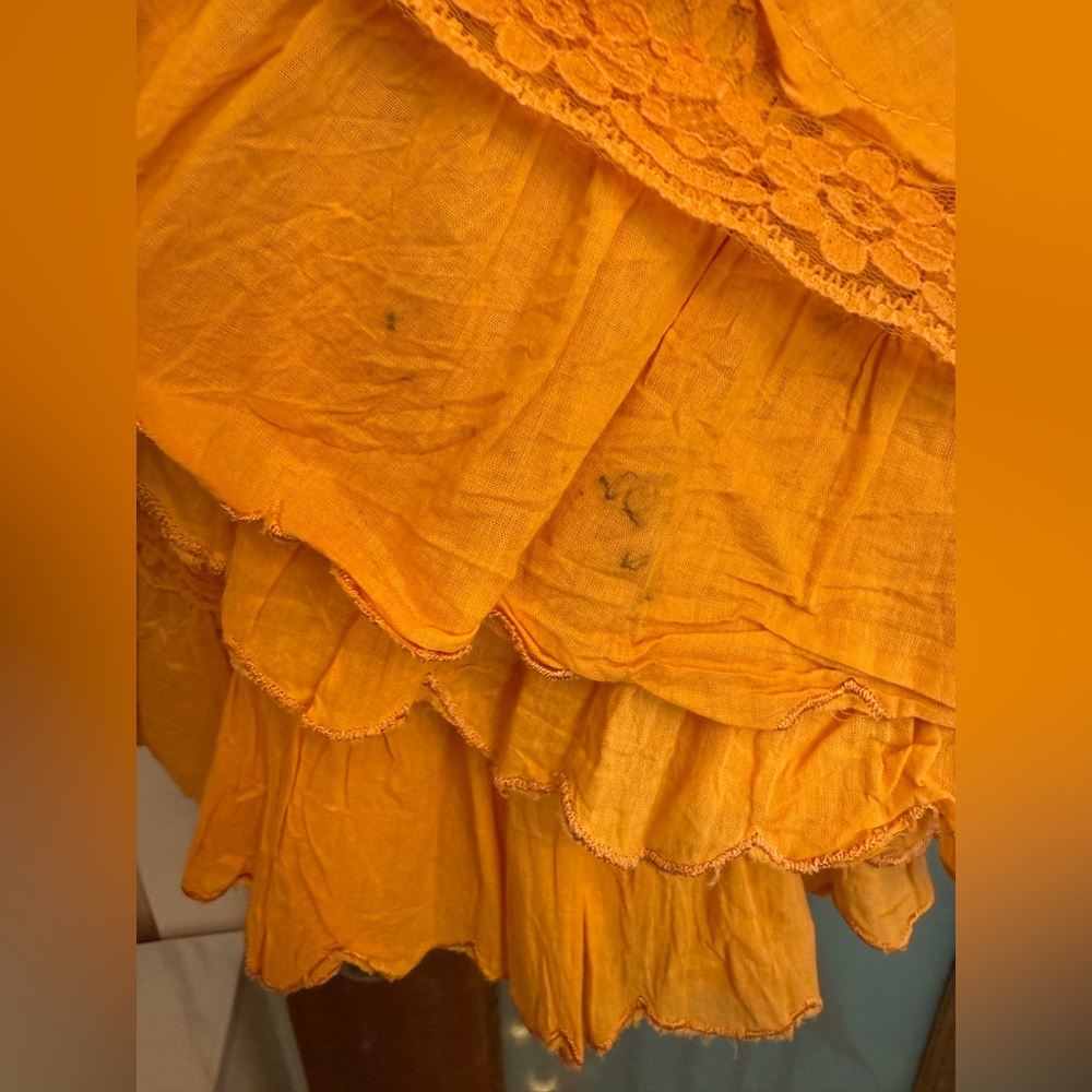Angel Nina Vtg Bright Orange Embellished Layered Ruffle Midi Skirt- France - Picture 5 of 11